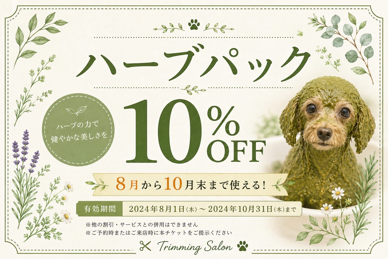 ハーブパック10%OFFクーポン券